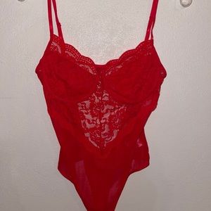 Red Lace Bodysuit 💃🏻💃🏻, Small, Miss Lola Brand